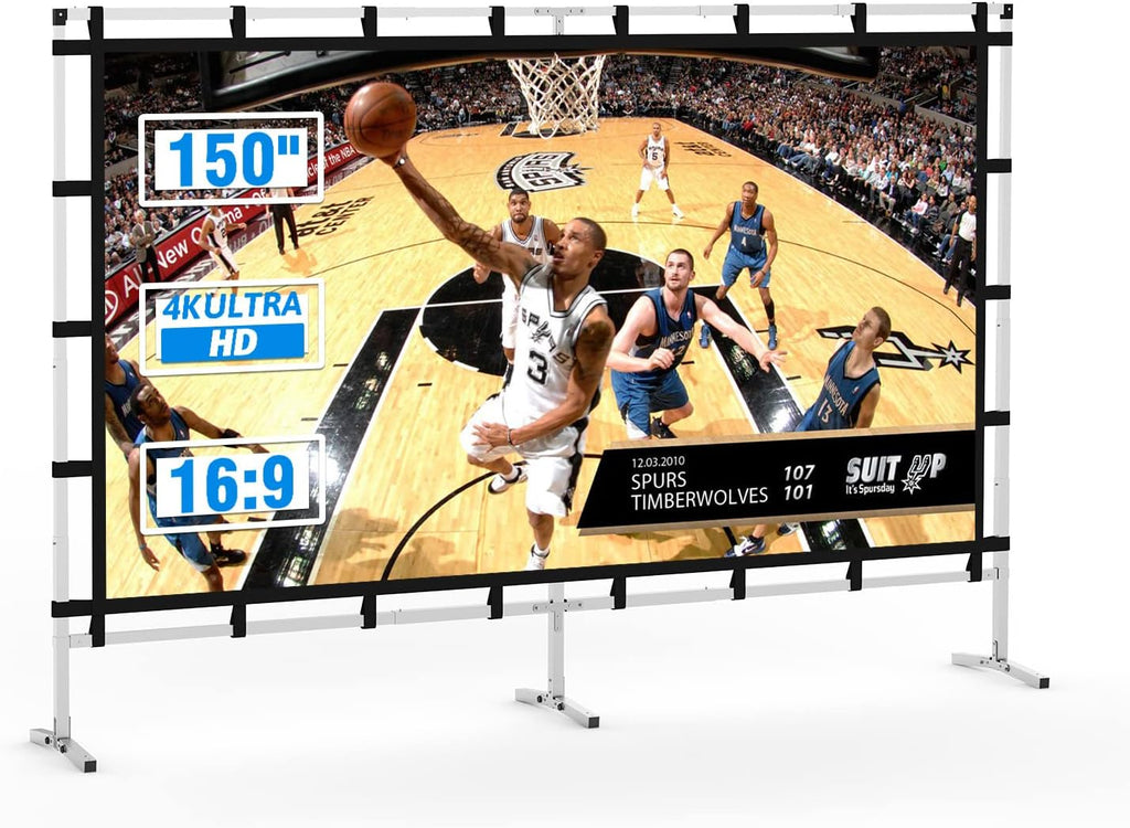 Outdoor Projector Screen with Stand, 120 Inch, Double Sided Projection Screen with Bag M66310