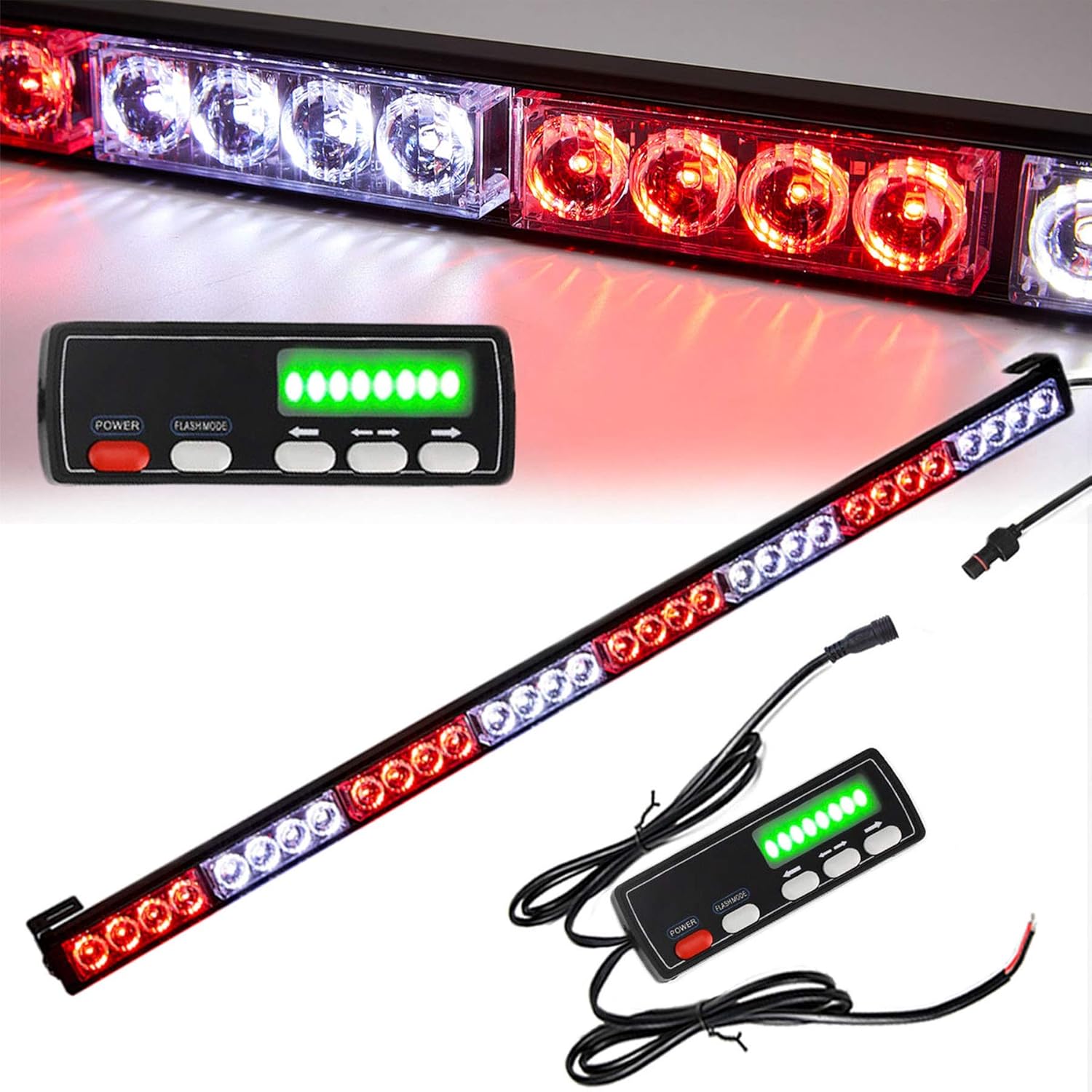 36 Inch Yellow/Amber 32 Led Emergency Strobe Warning Light Bar, Pack of 2 B360696