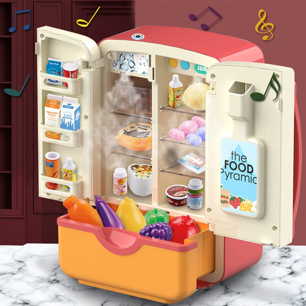 Toys Fridge Refrigerator with Ice Dispenser Pretend Play Kitchen Set U507