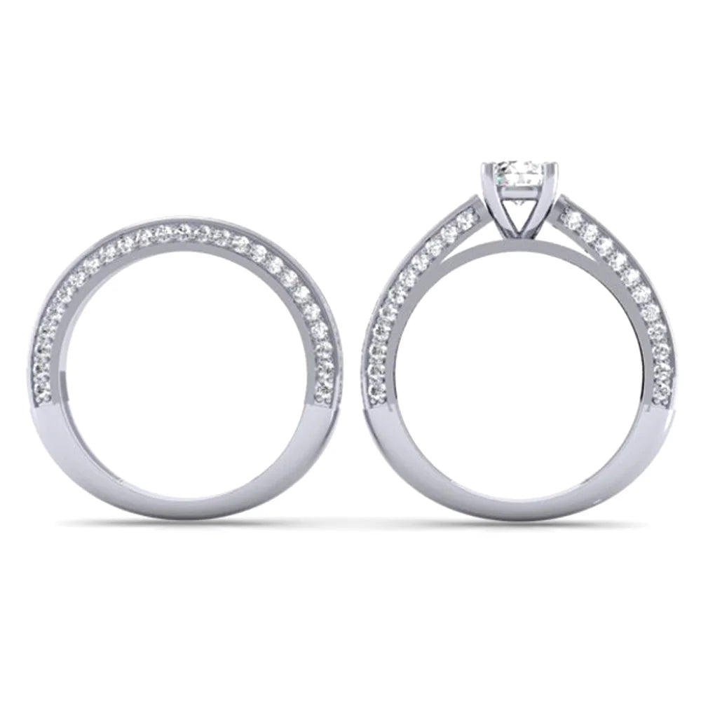 14k White Gold Diamond Bridal Engagement Ring Set F360772
