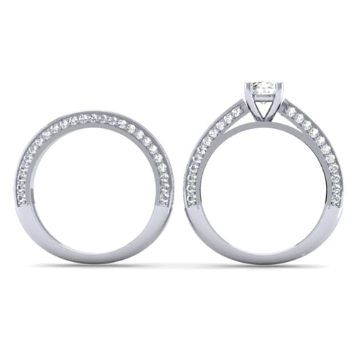 14k White Gold Diamond Bridal Engagement Ring Set F360772
