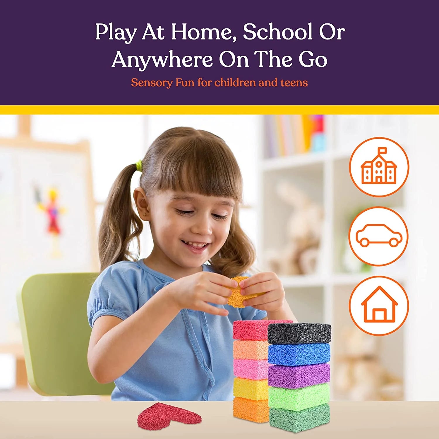 Fun Foam Modeling Foam Beads Play Kit, 10 Blocks Children's Educational Clay for Arts Crafts Kindergarten, Preschool Kids Toys S66044