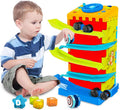 Garage Track Set Toy with 6 Cars & 1 Helicopter, 3-Level Race Track, Pack of 2 G36412