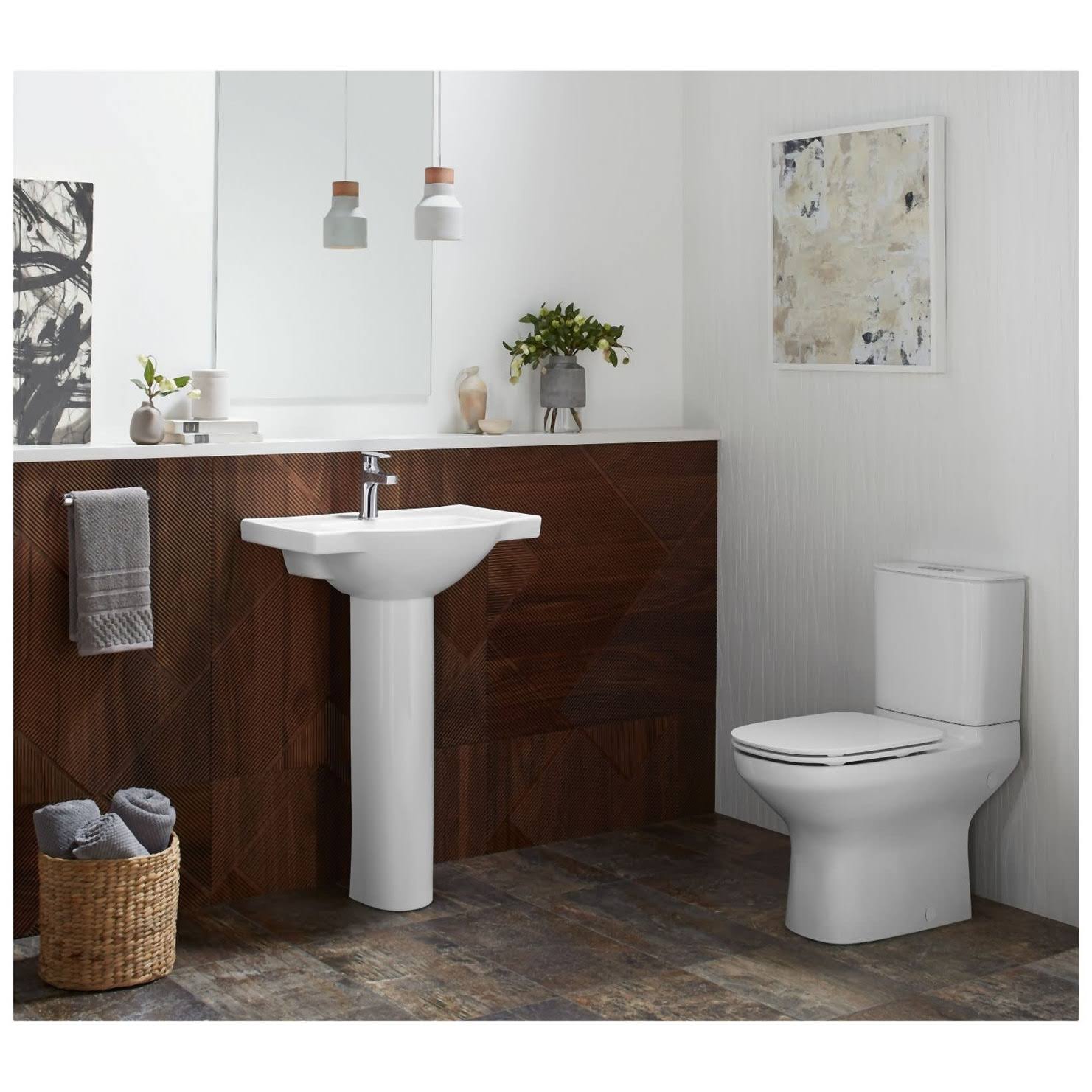 24 In. Pedestal Bathroom Sink Basin with Single Faucet Hole, Thunder Grey G386506