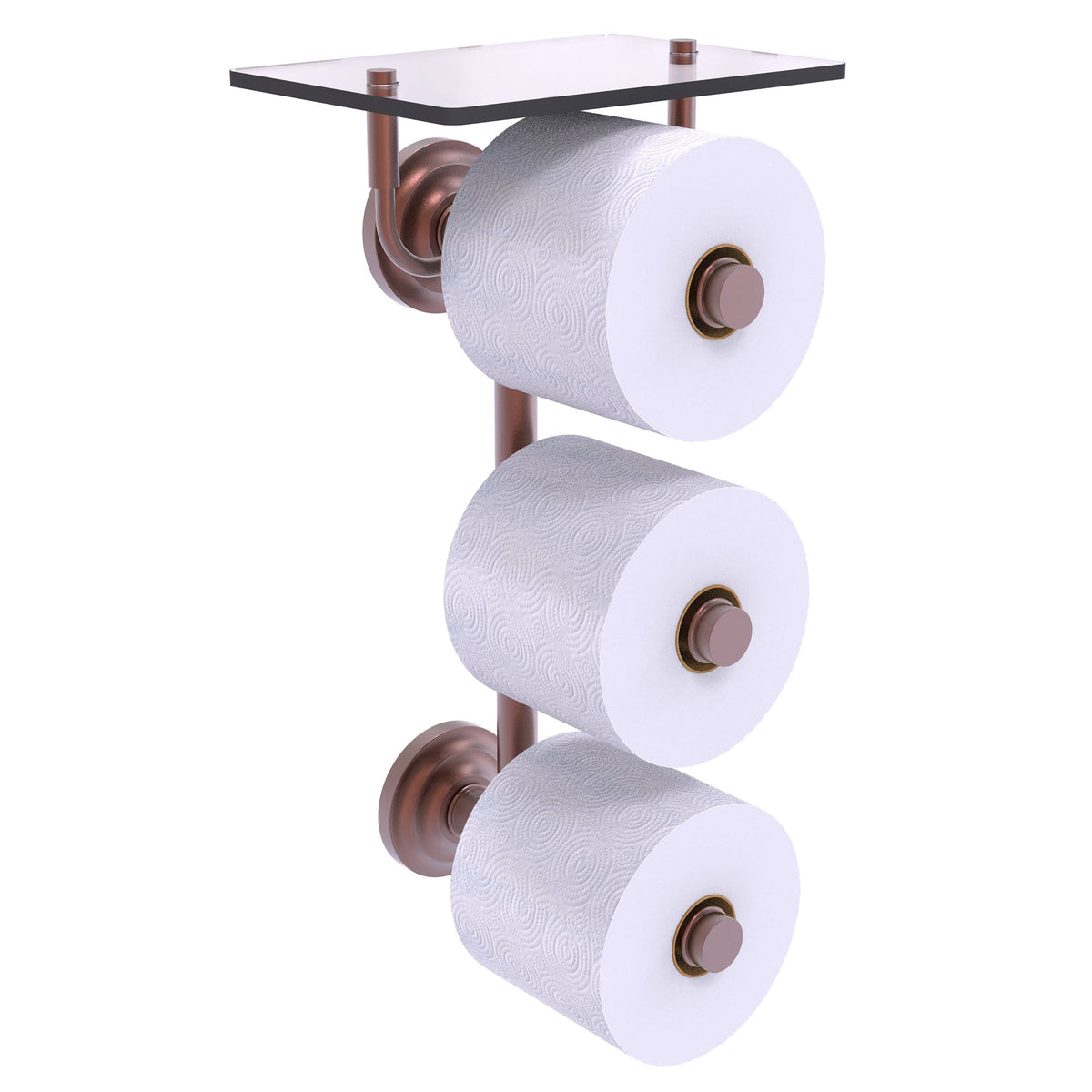 Antique Copper Wall Mount Toilet Paper Holder with Glass Shelf U783658