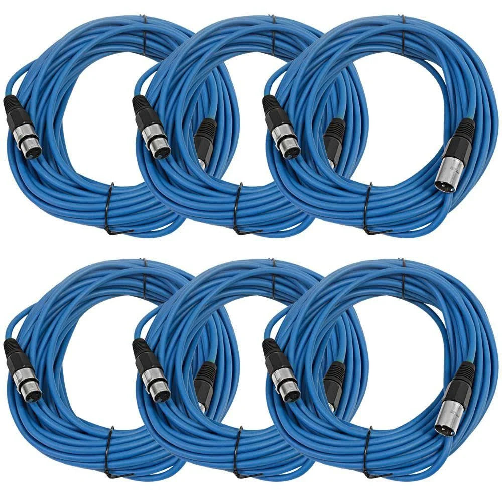 6 Pack Blue XLR Male to XLR Female Microphone Cables V533502