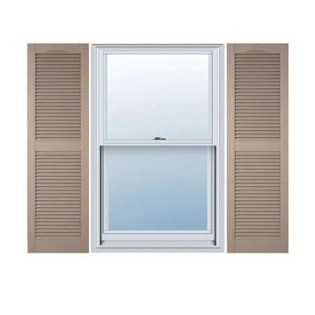Custom Cathedral Top Center Mullion Open Louver Shutters P773