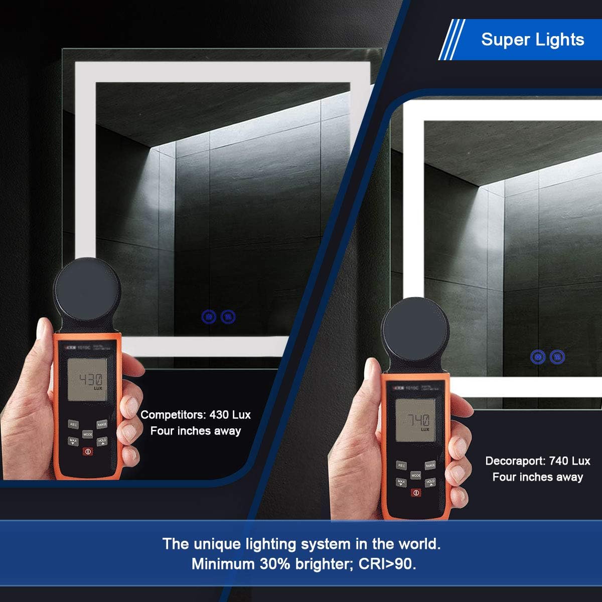 Dimmable LED Bathroom Mirror with Anti-Fog and Bluetooth Function B50274
