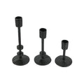 Set of 3 Black Cast Iron Taper Candle Holder V7305