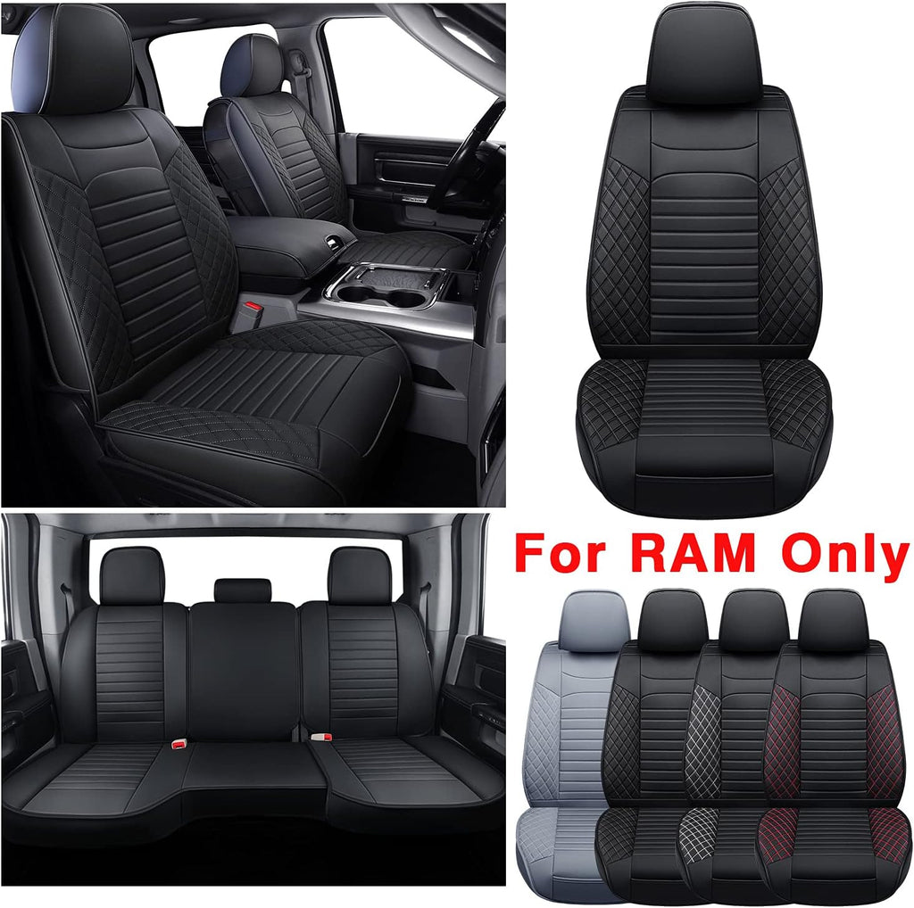 Black Waterproof Faux Leather Front Seat Covers T444078