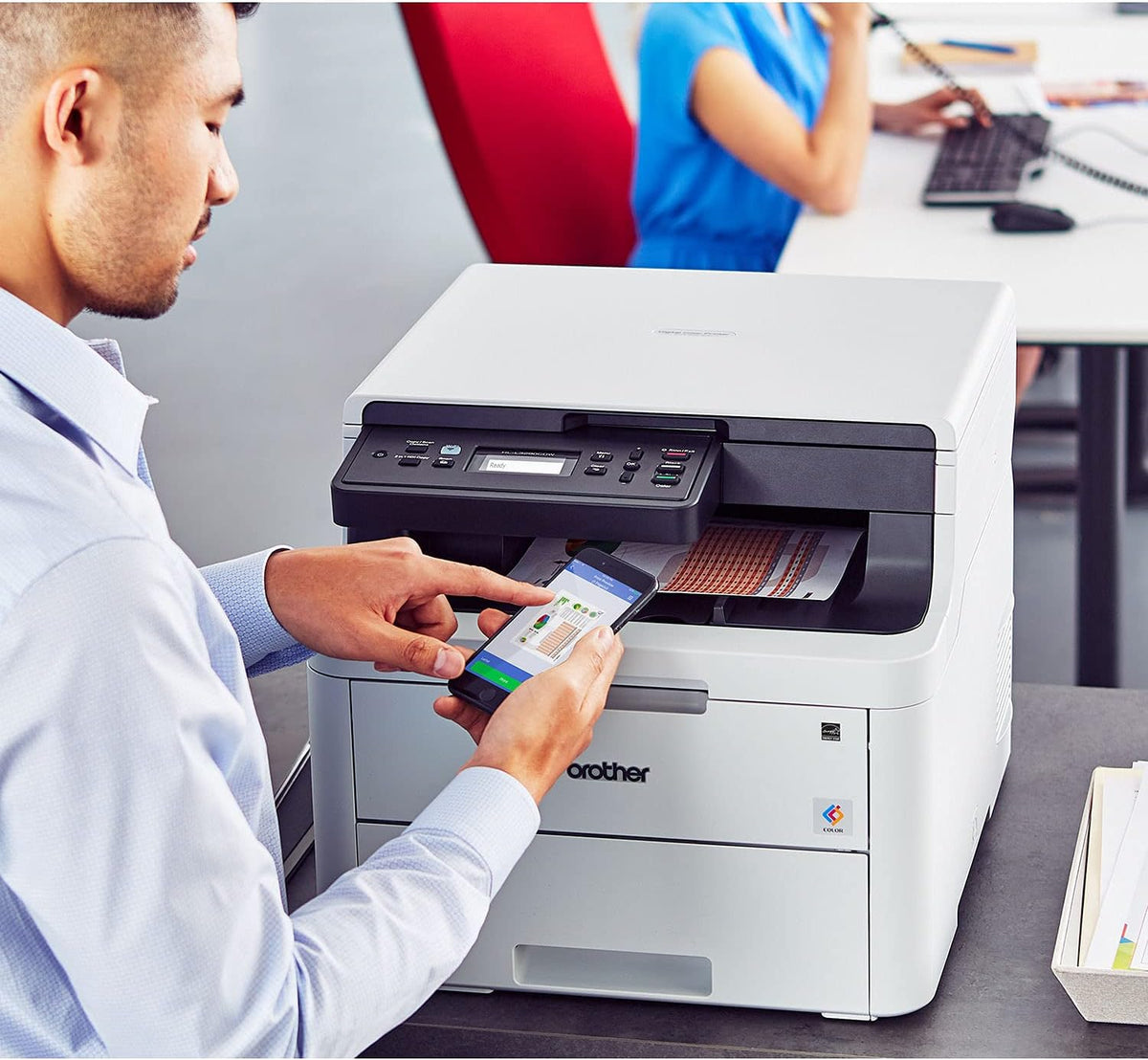 Compact Digital LED Color All-in-One Printer with Flatbed Copy & Scan, Wireless Duplex Printing, 25 ppm, 600x2400 dpi J836