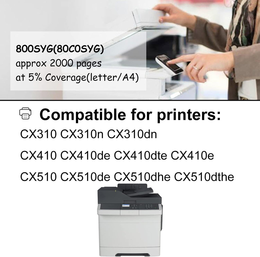 1-Yellow 80C0SYG Compatible CX310 (2000 Pages) Ink Cartridge H724743