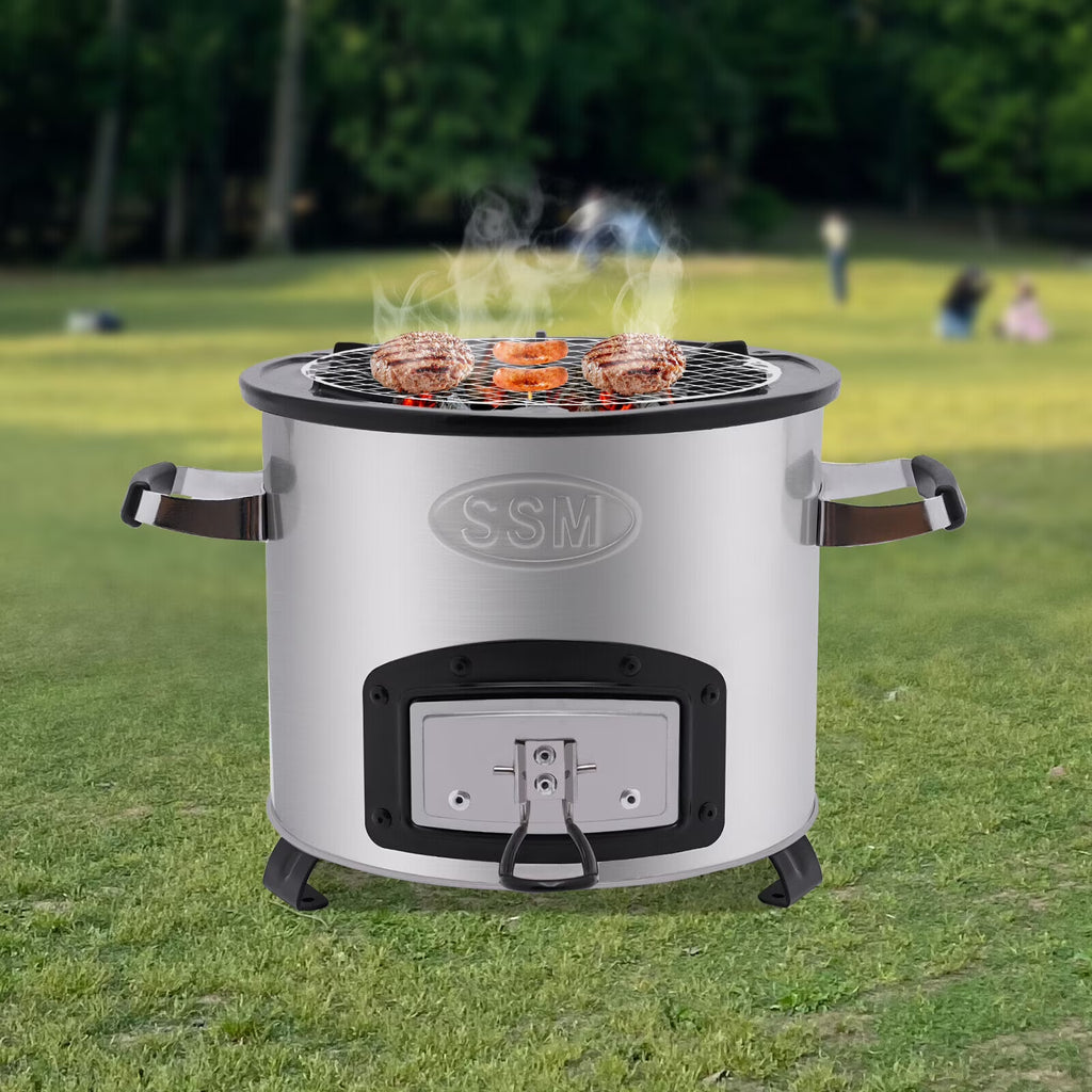 Portable Wood Burning Rocket Stove with Adjustable Firepower Stainless Steel I623235