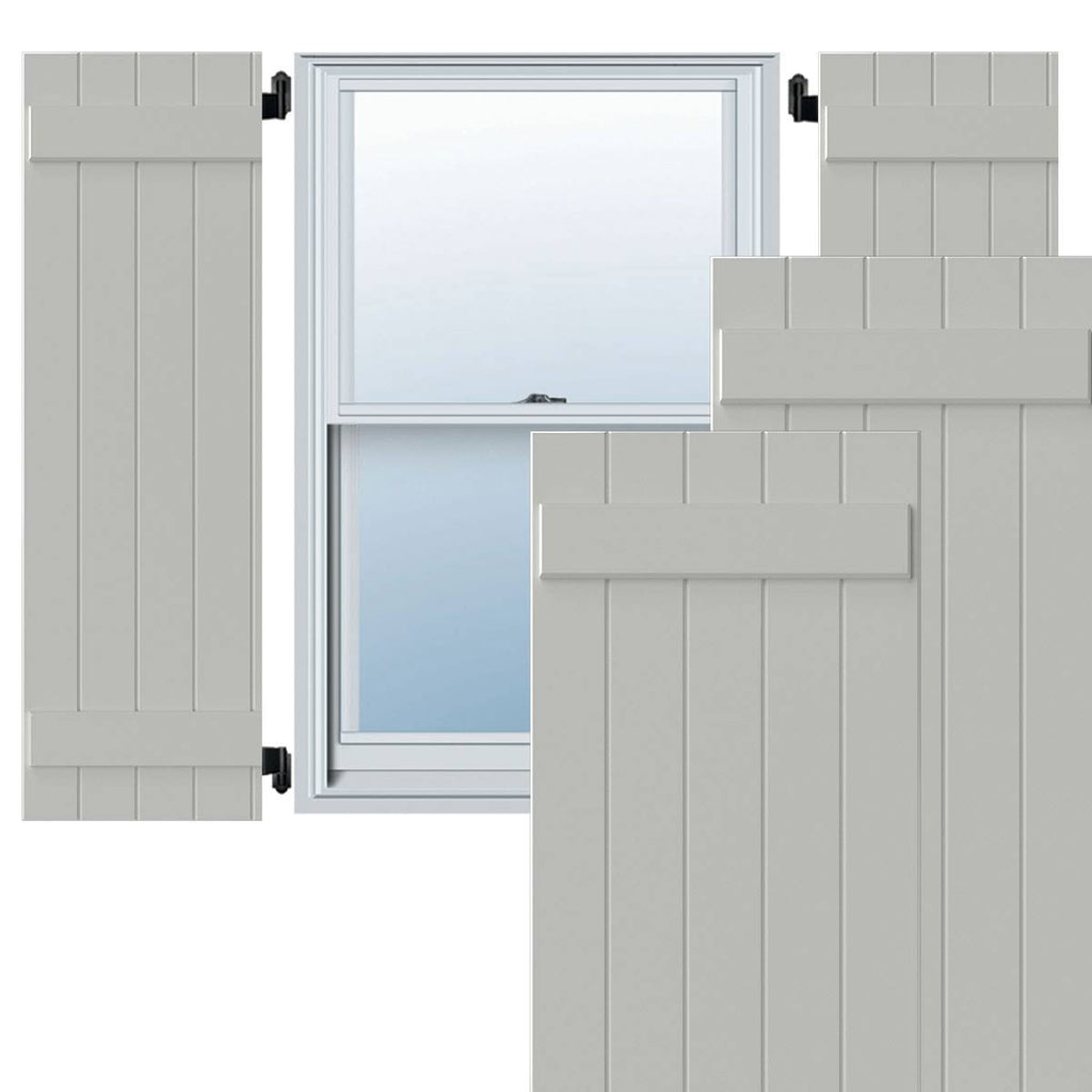 White Composite Board-n-Batten Shutters, Per Pair E400