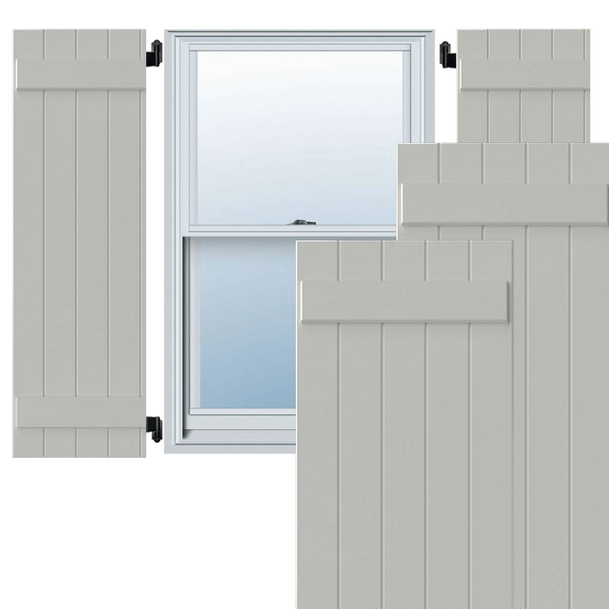 White Composite Board-n-Batten Shutters, Per Pair E400