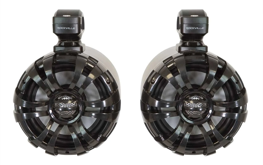 Rockville WB65 Black 6.5x22 600W Metal Marine Wakeboard Swivel Tower Speakers M613