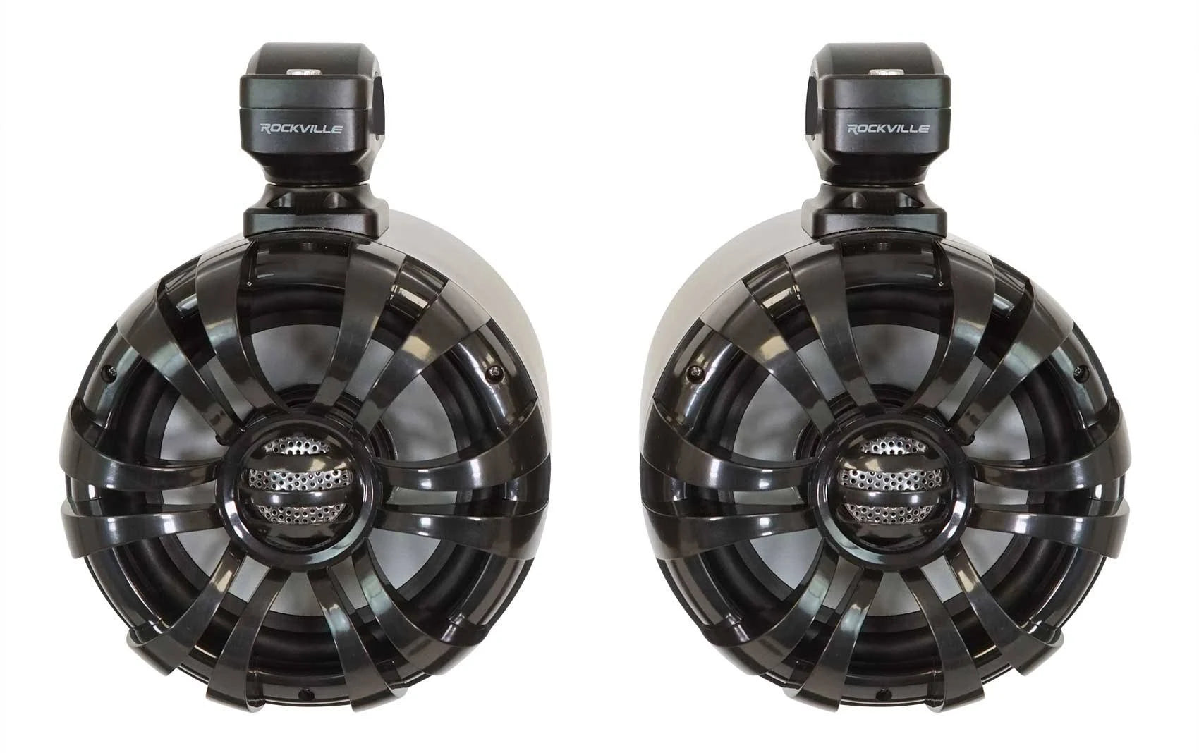 Rockville WB65 Black 6.5x22 600W Metal Marine Wakeboard Swivel Tower Speakers M613