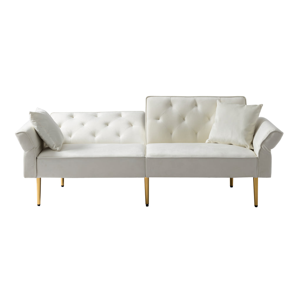 Velvet Futon Sofa Bed with 3 Adjustable Positions J252112
