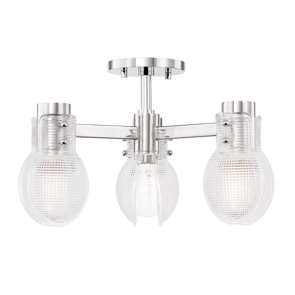 3 Light Semi-Flush Mount Polished Nickel O22571