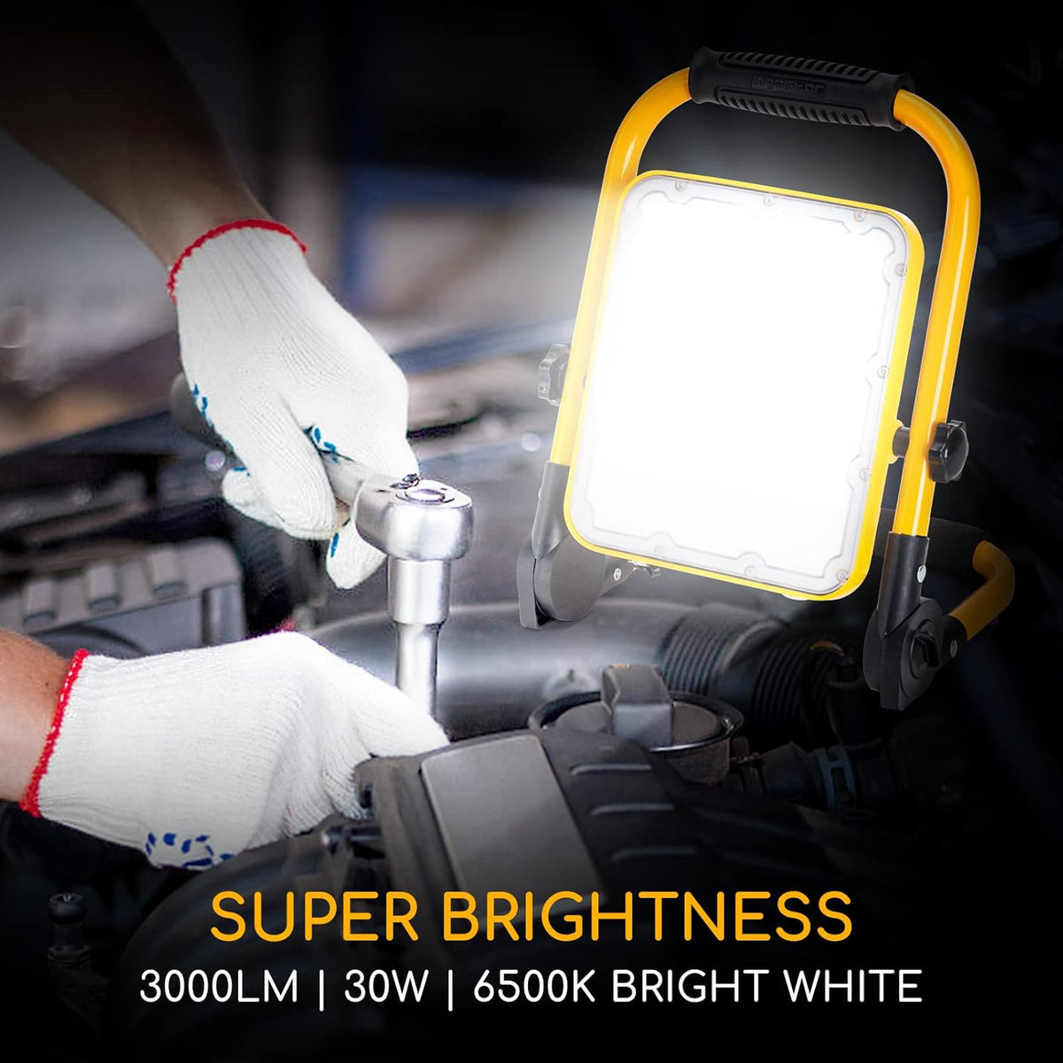 3000LM 360° Rotation IP65 Waterproof 30W Portable Work Light with Stand Pack of 2 F760865
