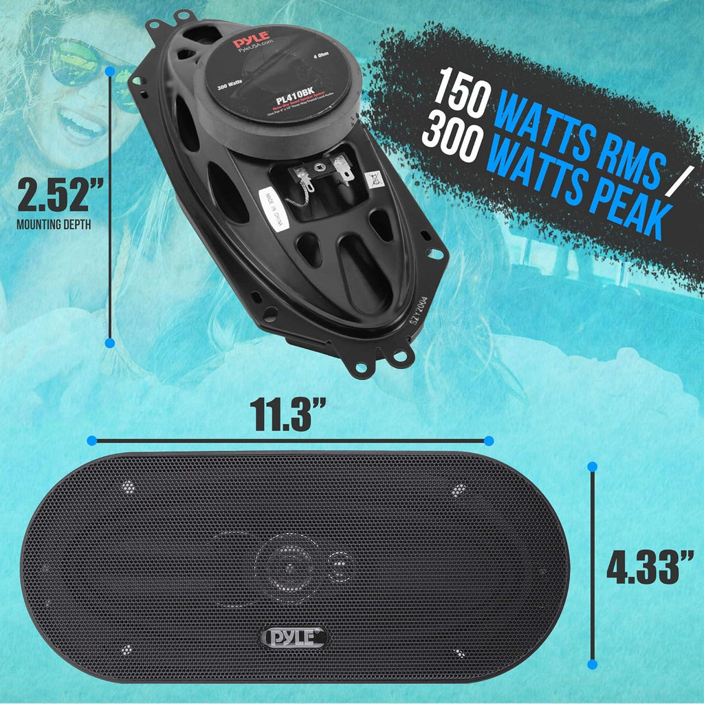 300W 4" x 10" Triaxial Car Stereo Speakers (Pair) B5726
