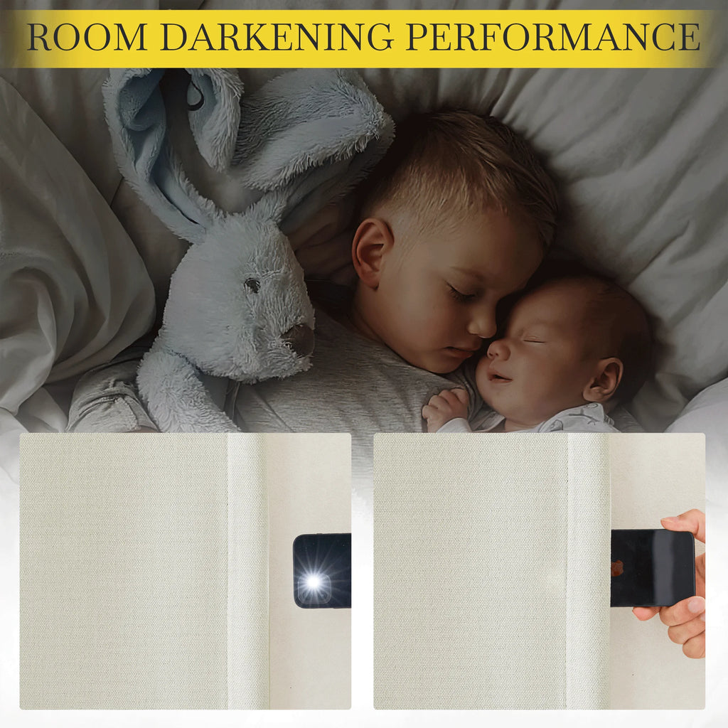 Faux Linen Blackout Curtains 102 inches Long 50" Wide 2 Panels Pinch Pleated Thermal Insulated N35941