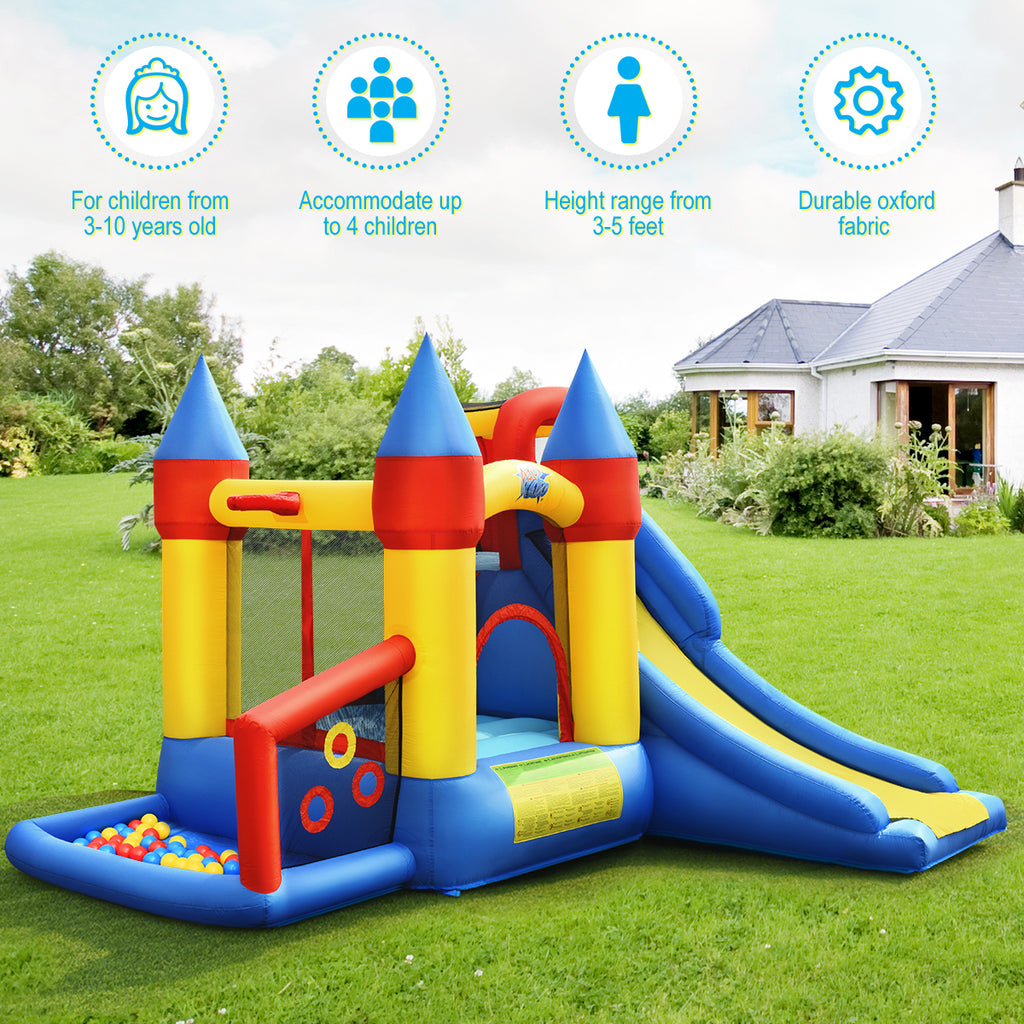 Inflatable Bounce House Slide Bouncer Kids Castle Jumper with Balls & 780W Blower J94499