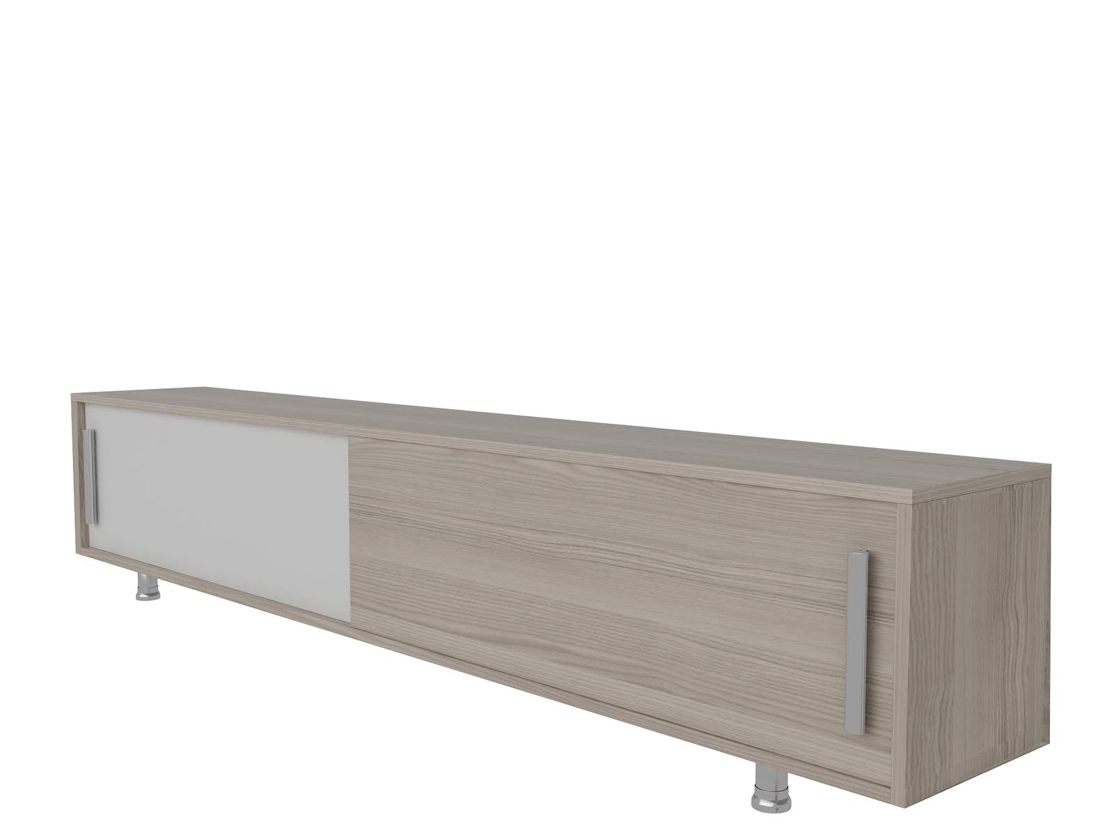 White TV Stand and Media Console with Two Large Cabinets J159803