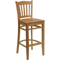 Natural Brown Vertical Slat Back Barstool V339