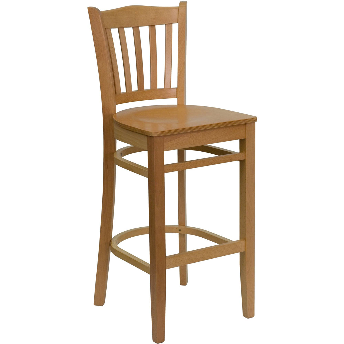 Natural Brown Vertical Slat Back Barstool V339
