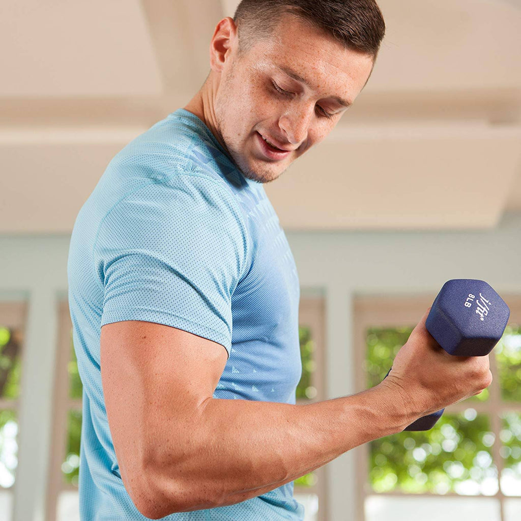 Dumbbell Set with Durable Rack, Double Neoprene Coated D405398