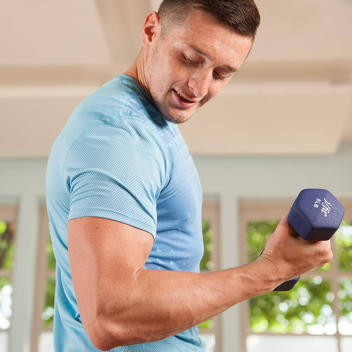 Dumbbell Set with Durable Rack, Double Neoprene Coated D405398