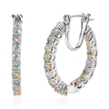 Opal Round 925 Sterling Silver Platinum Plated Inside Out Hoop Earrings Ct 2.13 D18462