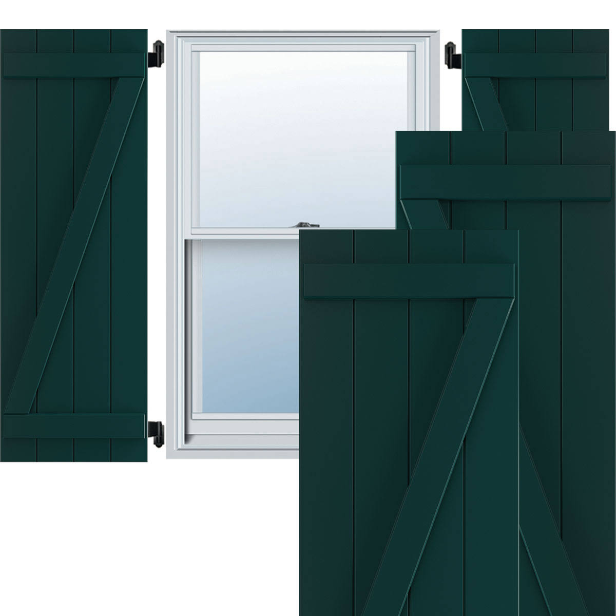 Thermal Green PVC Board and Batten Shutters, Per Pair X255866