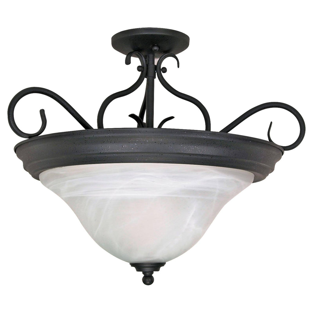3 Light Semi-Flush with Alabaster Swirl Glass J234
