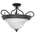 3 Light Semi-Flush with Alabaster Swirl Glass J234