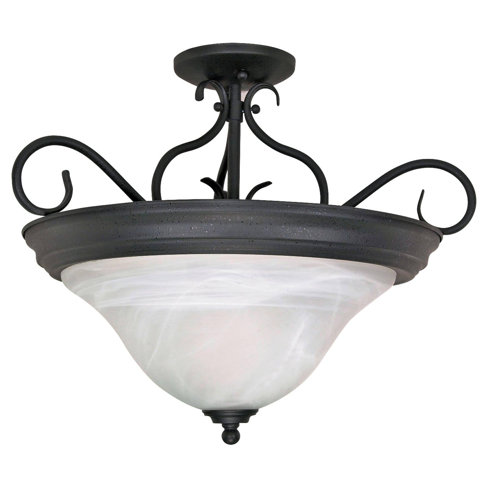 3 Light Semi-Flush with Alabaster Swirl Glass J234