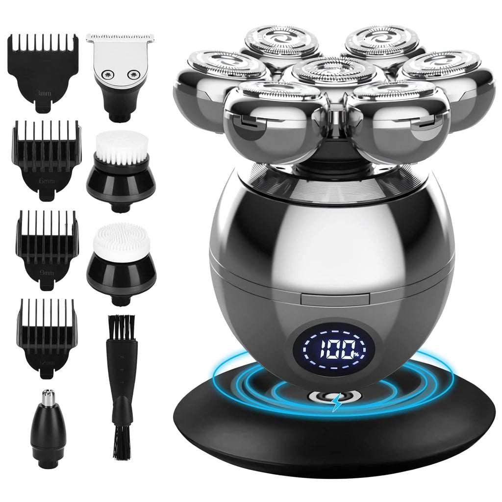 7D Rechargeable Rotary Wet/Dry Shaver, Silver, Pack of 2 P45616