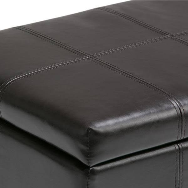 36 inch Wide Storage Ottoman in Tanners Brown Faux Leather Q85872
