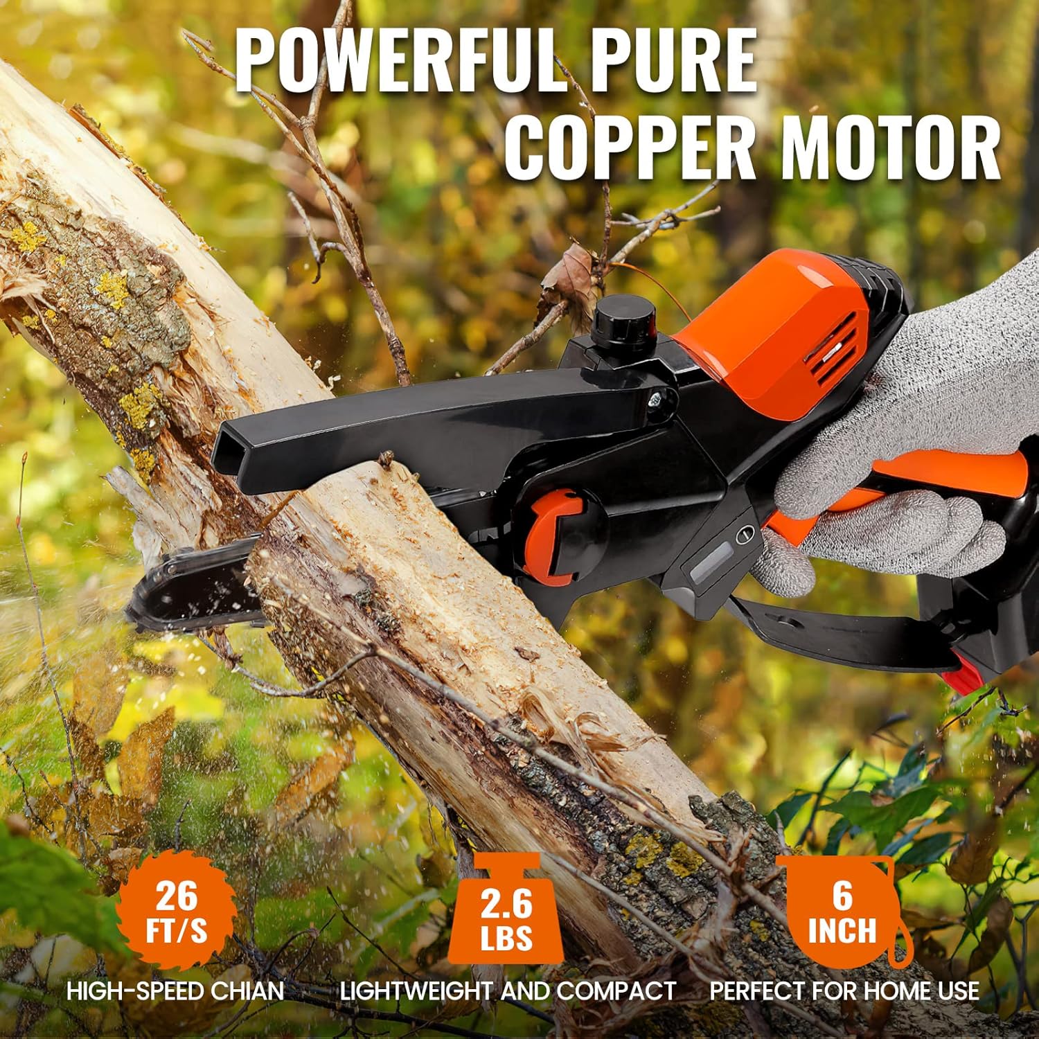6-inch Cordless Chainsaw with 2x2.0AH Battery O2043