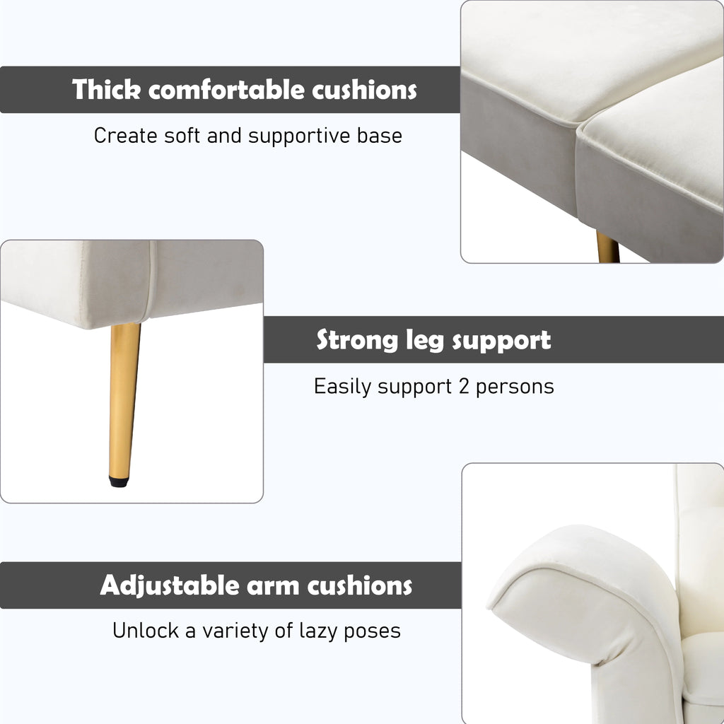 Velvet Futon Sofa Bed with 3 Adjustable Positions J252112