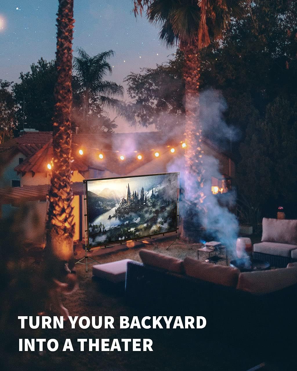 Outdoor Projector Screen with Stand, 120 Inch, Double Sided Projection Screen with Bag M66310