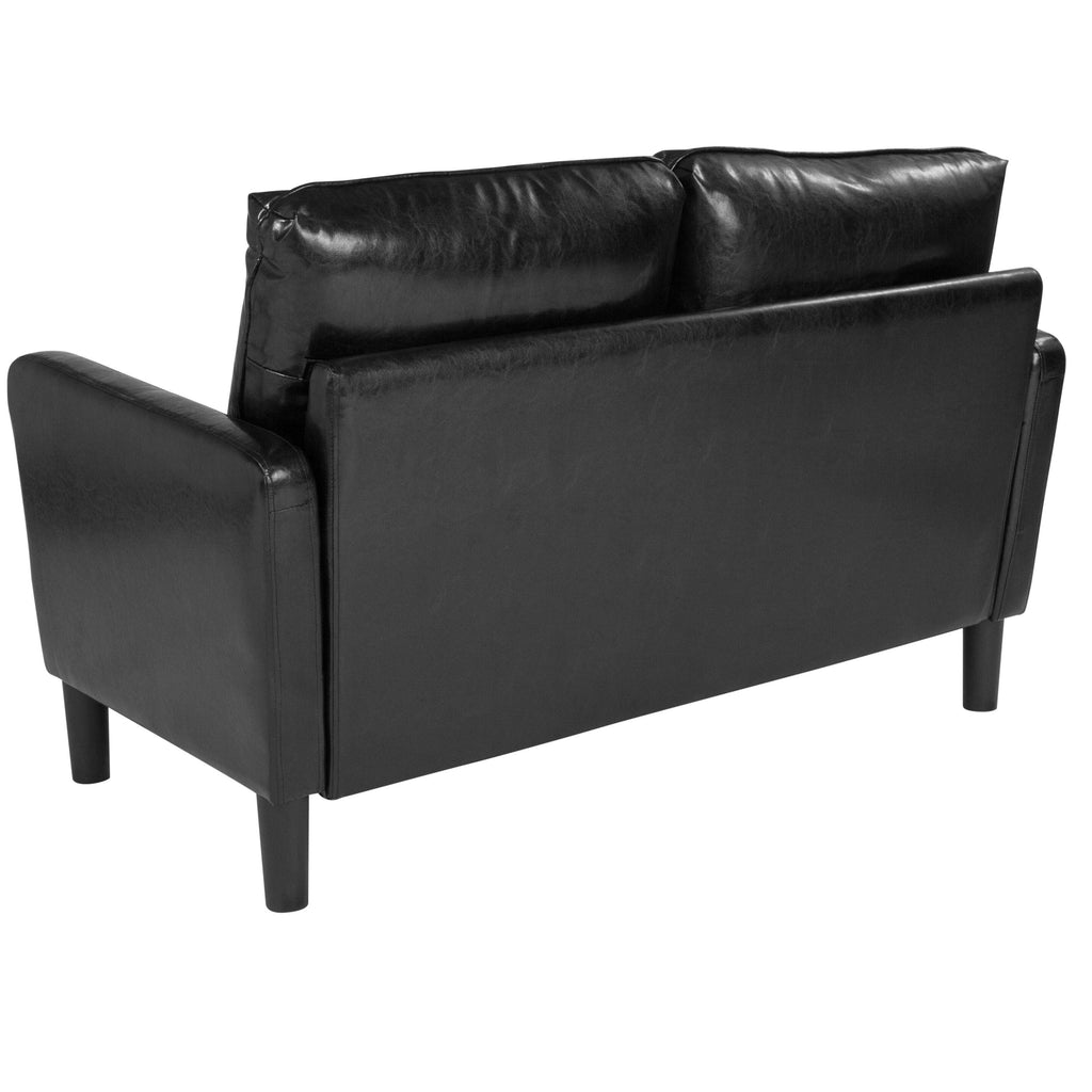 Brown Leather Straight Arm Loveseat A815738