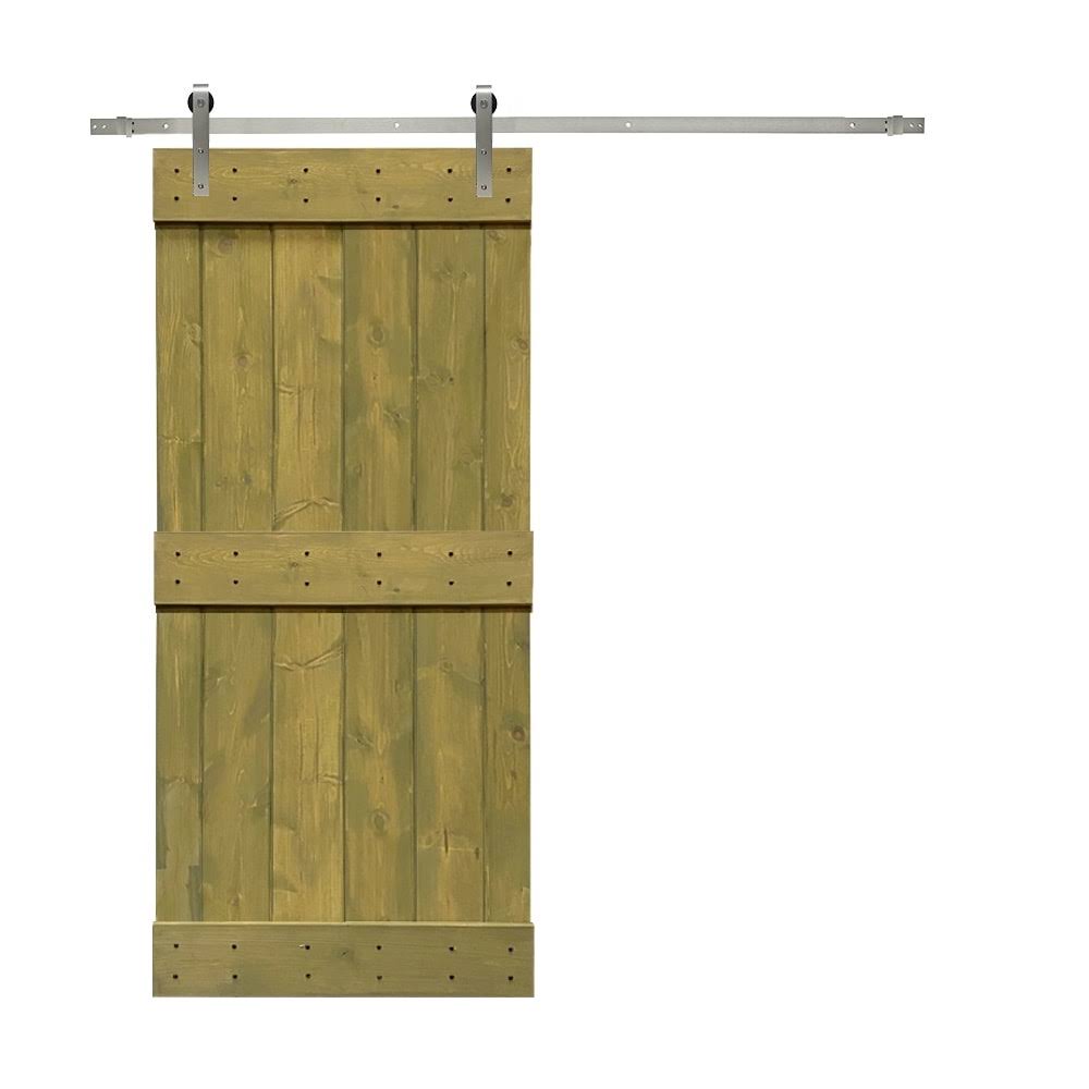 Solid Colonial Maple Stained Pine Wood Interior Sliding Barn Door with Hardware Kit L106579