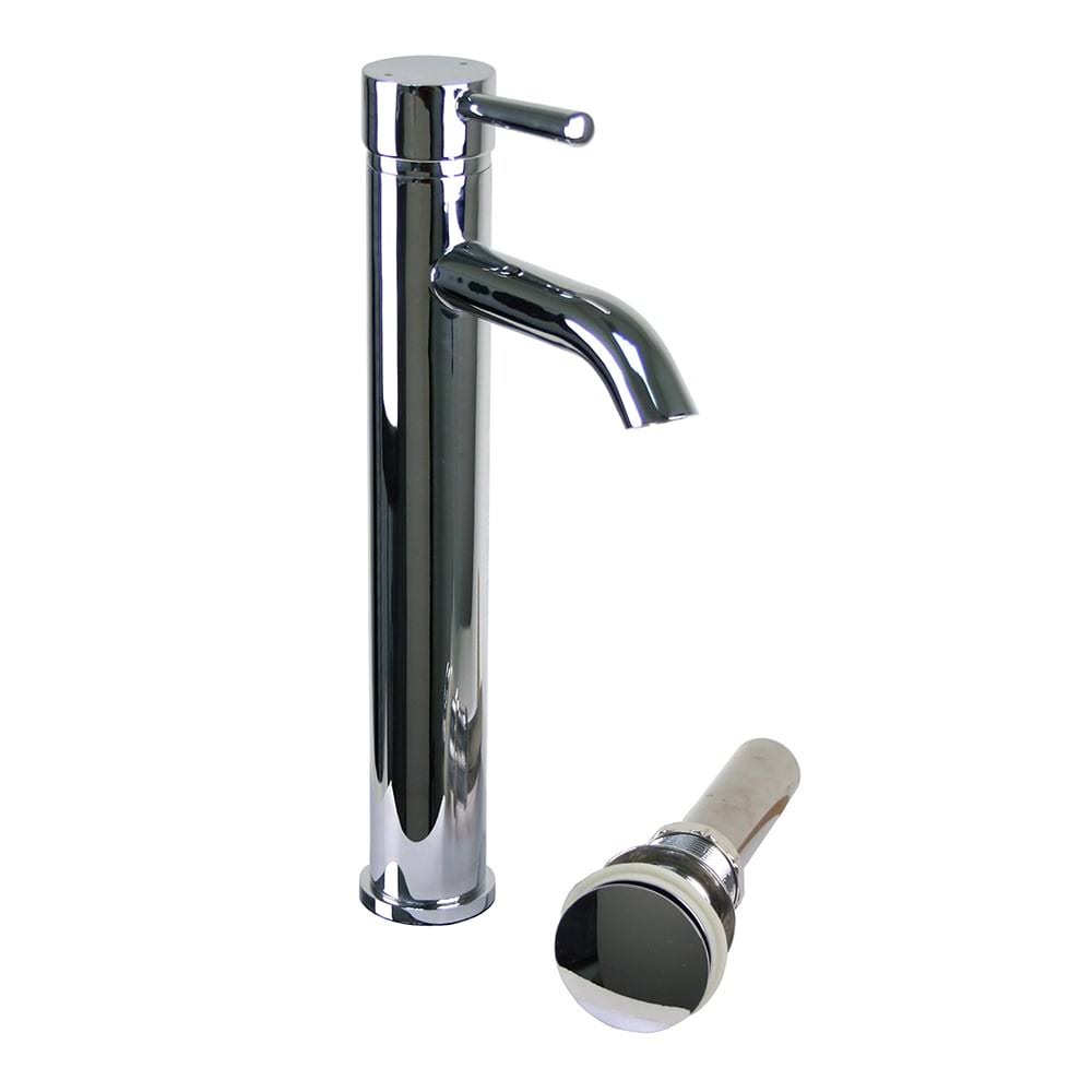Chrome European Vessel Sink Faucet and Drain Set V42079