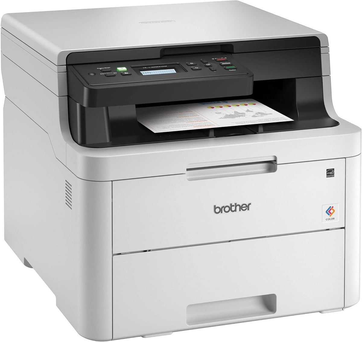 Compact Digital LED Color All-in-One Printer with Flatbed Copy & Scan, Wireless Duplex Printing, 25 ppm, 600x2400 dpi J836