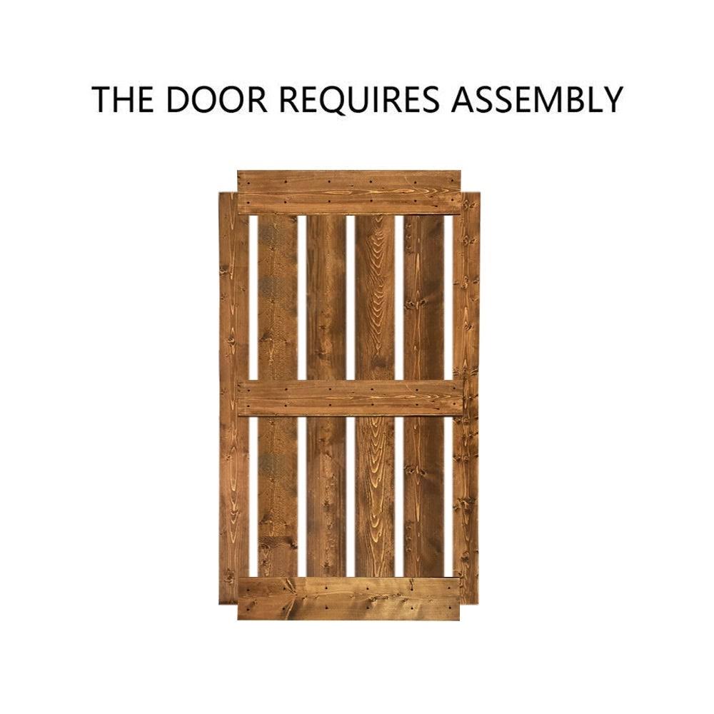Solid Colonial Maple Stained Pine Wood Interior Sliding Barn Door with Hardware Kit L106579