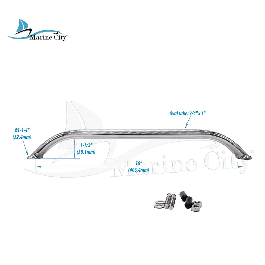 18 Inches 304 Stainless-Steel Handrail Grab Rail Handle with Double End Studs R511987