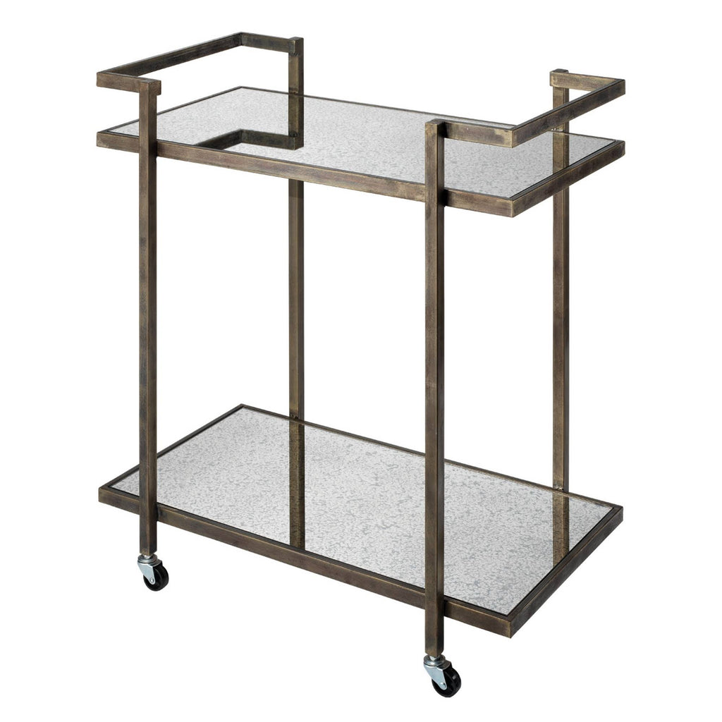 Antique Gray Bar Cart with Tubular Metal Frame and Casters R362865