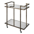 Antique Gray Bar Cart with Tubular Metal Frame and Casters R362865
